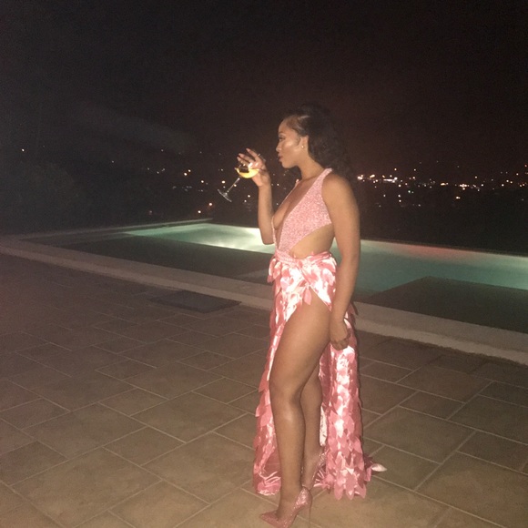 Pink flower high split skirt !!!!! Handmade - Picture 3 of 6